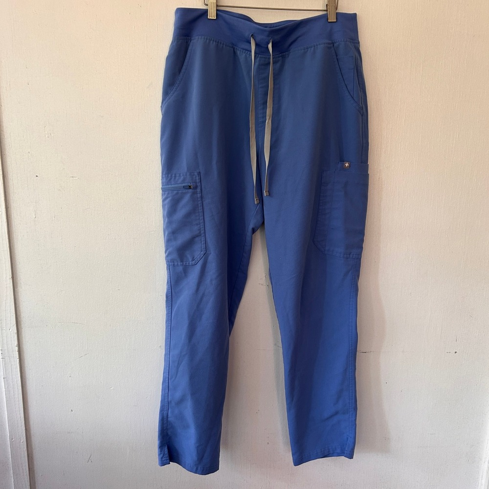 FIGS Technical Collection Scrub Pants Women L Blue Cargo Utility Clinical